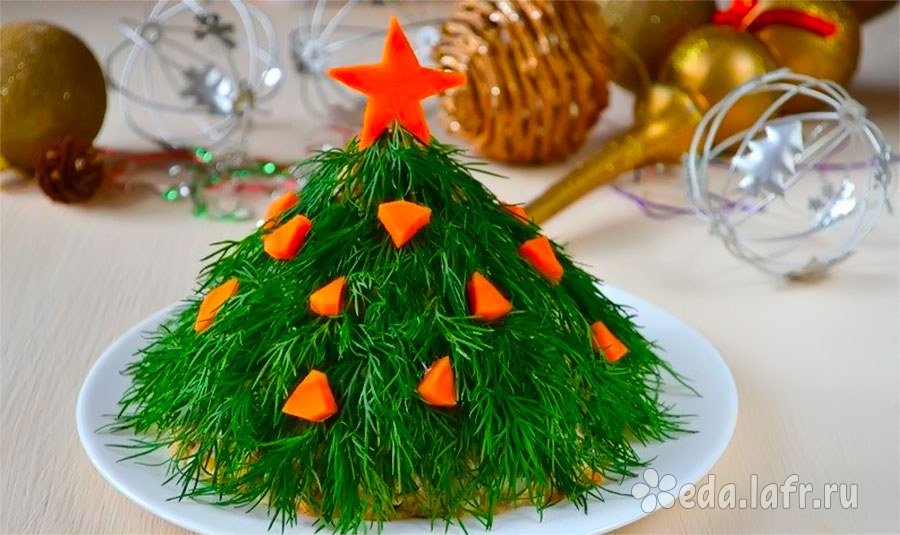 Салат Новогодняя ёлочка с сельдью